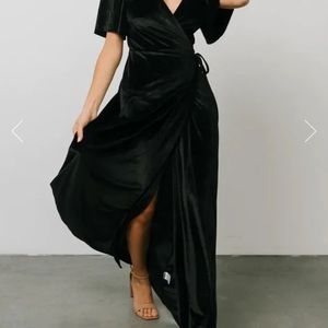Baltic Born Meghan Velvet Wrap Maxi Dress | Black XL